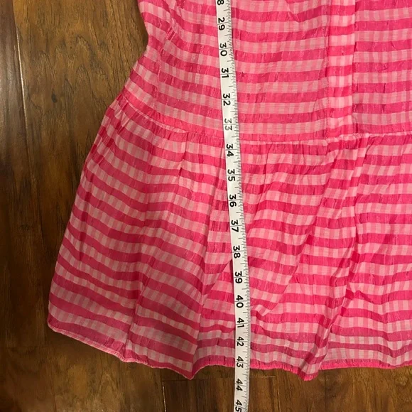 Taylor Long Sleeve Gingham Print l Dress in Pink and White Front Button closure - Picture 6 of 8